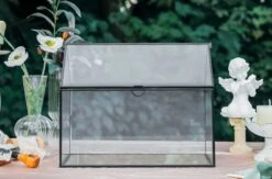 Geometric Glass Card Box Terrarium, Black, Handmade, House Shape,for Wedding Receiption, Wishwell, Keepsake Centerpiece -Glass Plant Store il fullxfull.4527311296 oon1