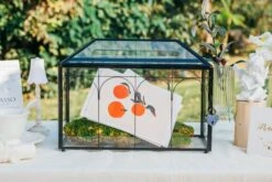Vintage Black Large Geometric Glass Card Box Terrarium With Slot, Heart Lock, Foot, Handmade Brass For Wedding Reception Wishwell Keepsake -Glass Plant Store il fullxfull.4647090549 2enu