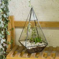 Handmade Glass Geometric Terrarium Indoor Outdoor Planter Landscape Wall Pyramid For Succulents -Glass Plant Store product image 383777896