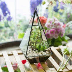 Handmade Glass Geometric Terrarium Indoor Outdoor Planter Landscape Wall Pyramid For Succulents -Glass Plant Store product image 383777898