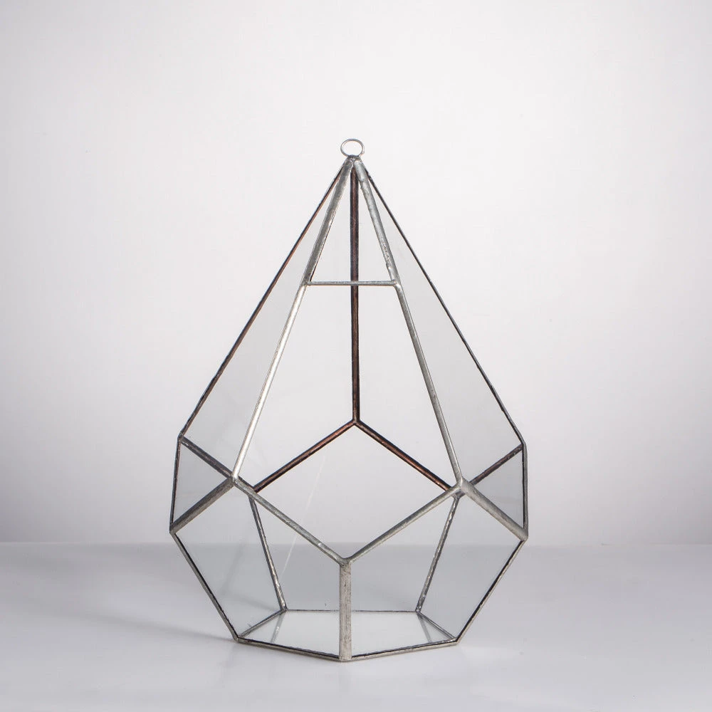 Handmade Silver Hanging Teardrop Shape Geometric Glass Terrarium For Succulent Moss Fern 1 Handmade Silver Hanging Teardrop Shape Geometric Glass Terrarium For Succulent Moss Fern
