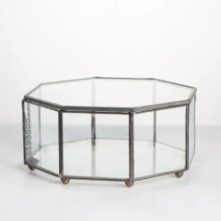 Handmade Flat Octagon Glass Geometric Terrarium For Succulents Fern Moss