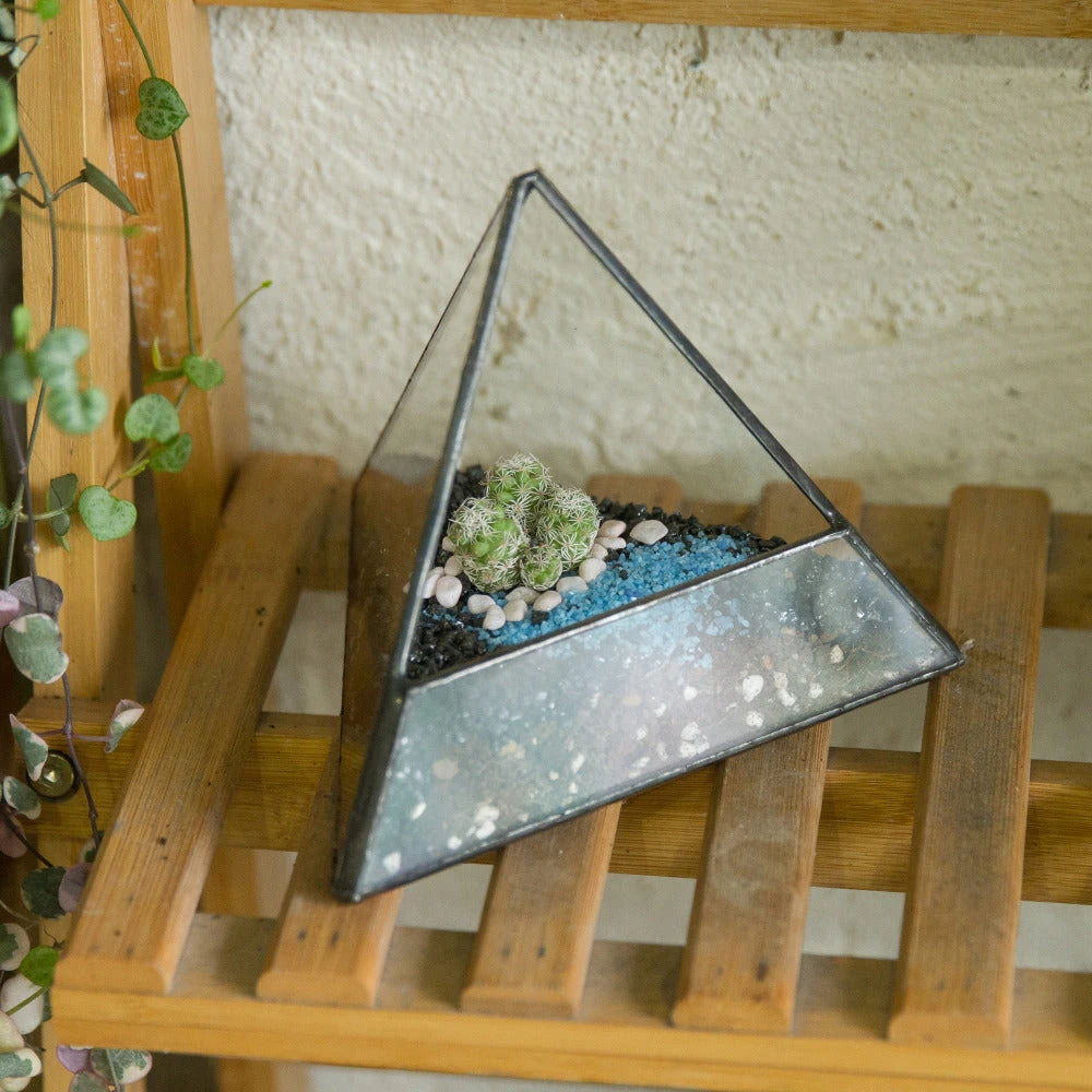 Handmade Small Pyramid Glass Geometric Terrarium For Ring Box Moss Cacti 2 Handmade Small Pyramid Glass Geometric Terrarium For Ring Box Moss Cacti - Image 2
