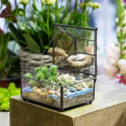Handmade Small Jewelry Box Geometric Glass Terrarium With Cover For Airplants Succulents Moss Ring -Glass Plant Store product image 587489754