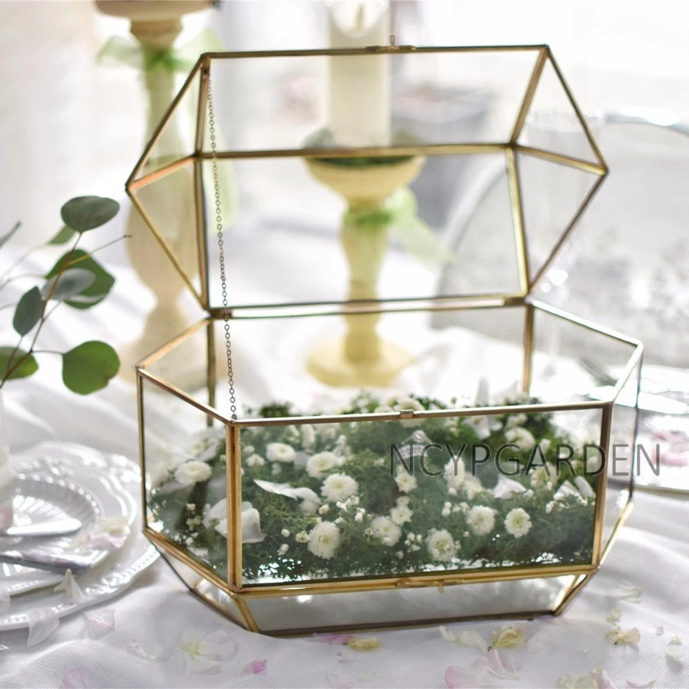 Handmade Large Geometric Glass Wedding Card Box Gift Card Box Keepsake Recipe Reception Envelope 3 Handmade Large Geometric Glass Wedding Card Box Gift Card Box Keepsake Recipe Reception Envelope - Image 3